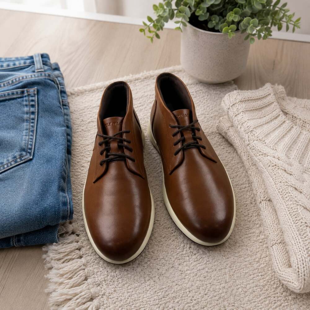 Cole Haan Grand Troy Leather Chukka Boots British Tan Size 9.5